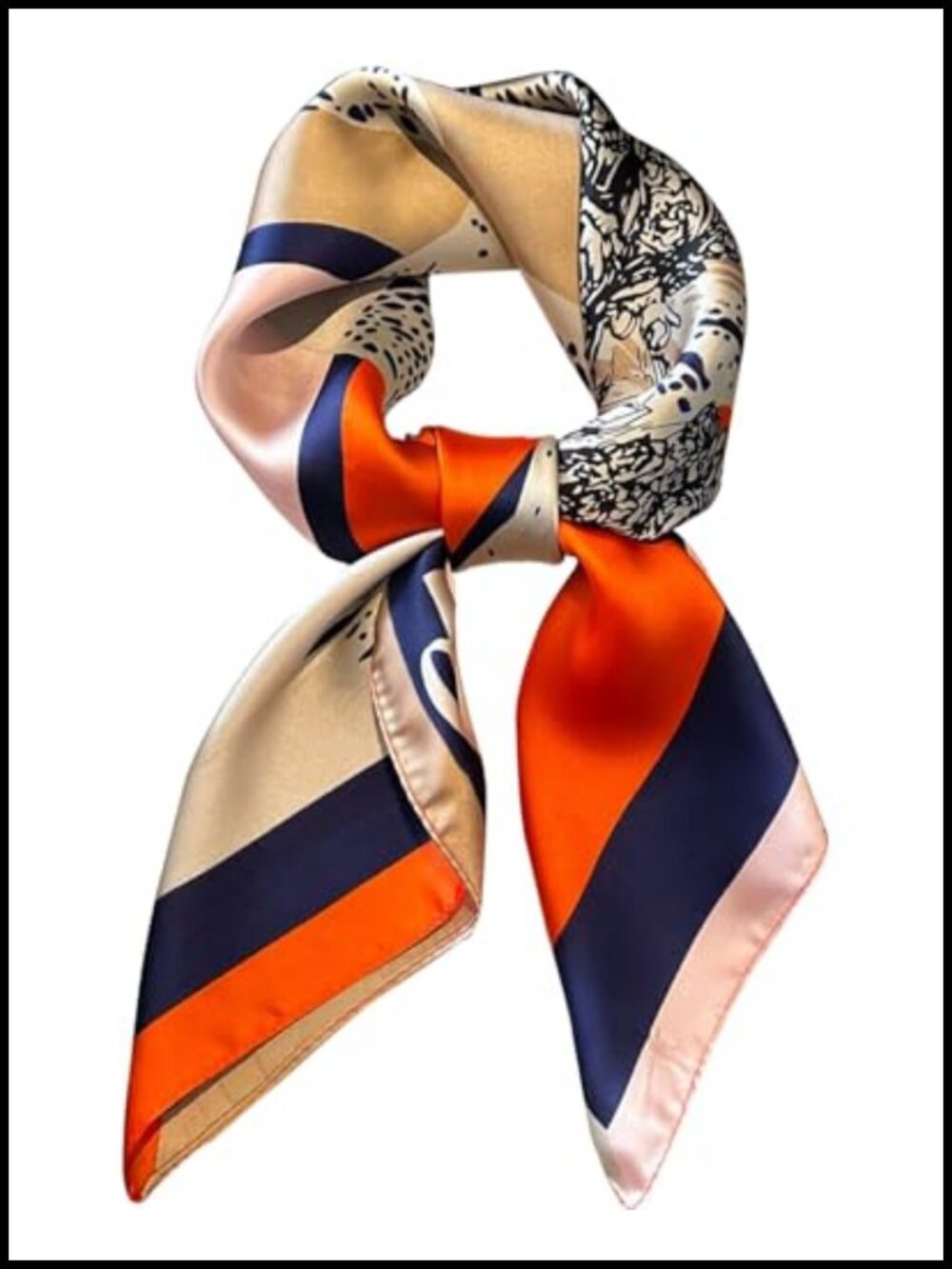 Polyester Satin Silk Feeling Square Head Scarf 27.5" Hair Bag Accessory